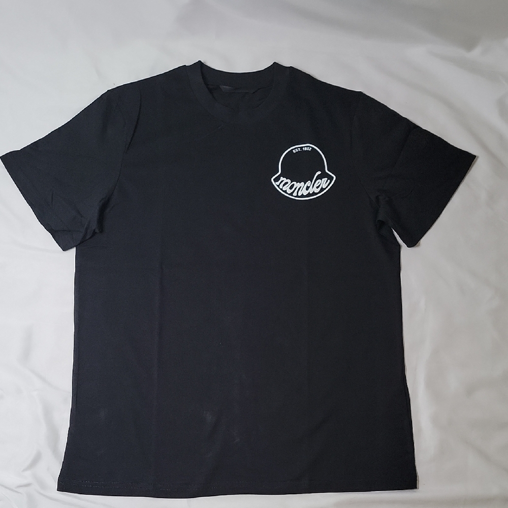 Moncler Black Short-Sleeve T-Shirt with White Chest Logo